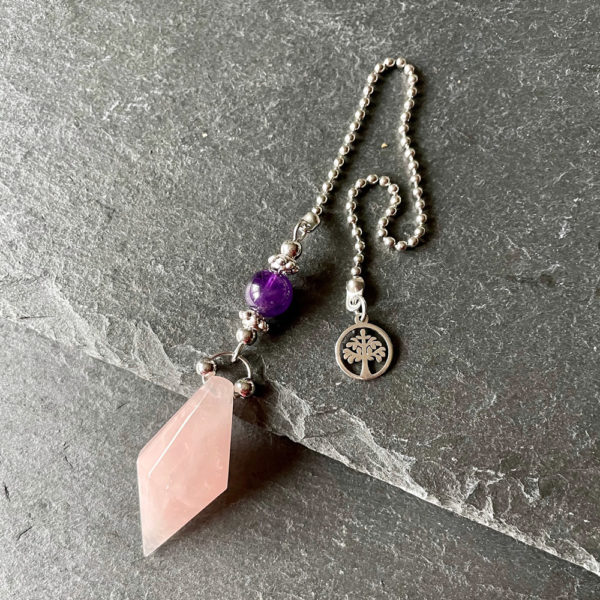 Pendule divinatoire • Quartz rose • Belle de lune ...