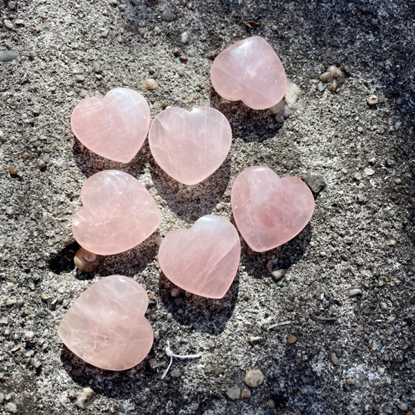 Coeur quartz rose - Pierre quartz rose naturelle