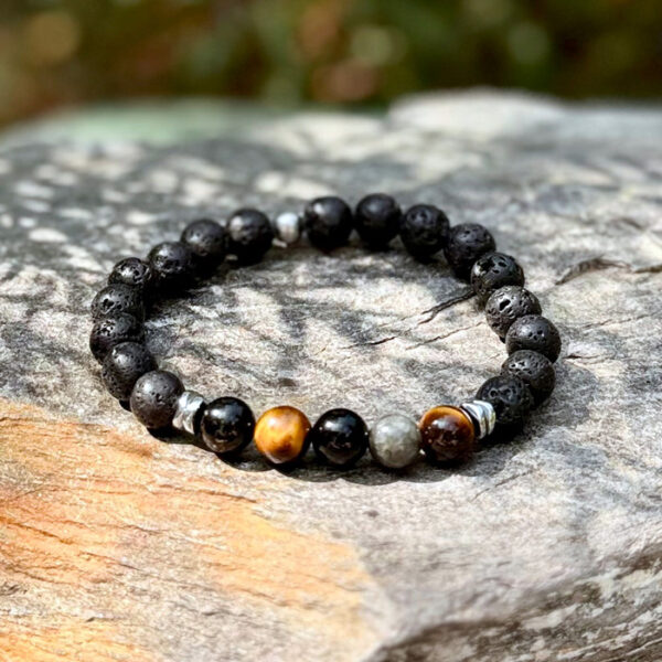 bracelet homme oeil tigre labradorite tourmaline obsidienne oeil celeste belle lune