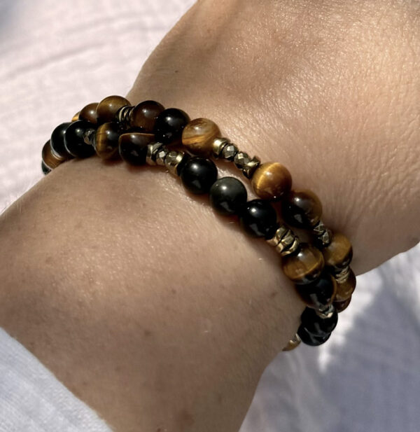 bracelet oeil tigre obsidienne belle de lune