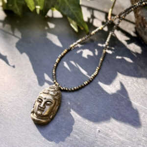 collier pyrite tete bouddha belle de lune