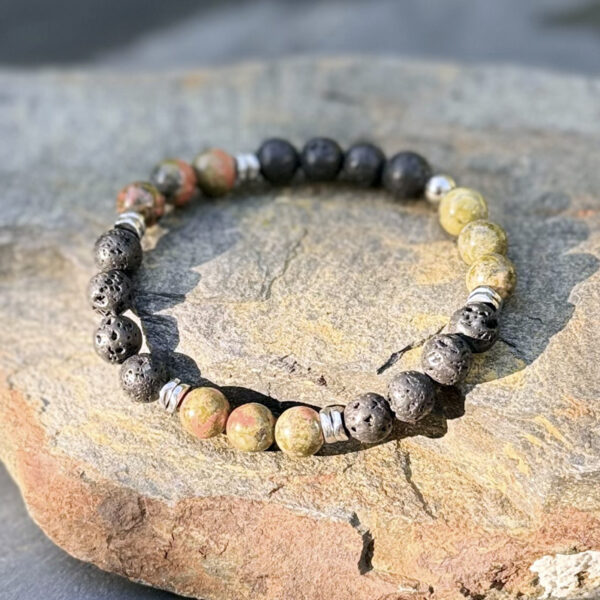 bracelet homme pierre naturelle unakite belle de lune