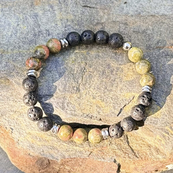 bracelet homme pierre naturelle unakite belle de lune