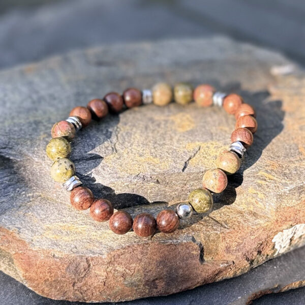 bracelet homme pierre naturelle unakite belle de lune