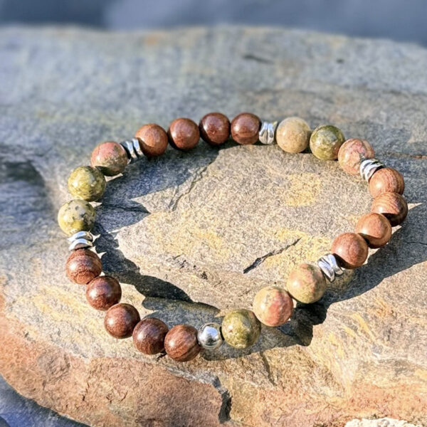 bracelet homme pierre naturelle unakite belle de lune