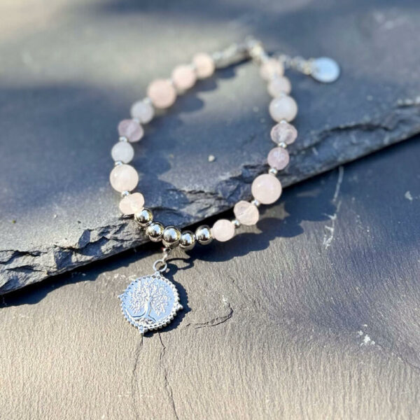 collier en quartz rose pierre naturelle Belle de lune