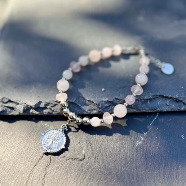 collier en quartz rose pierre naturelle Belle de lune