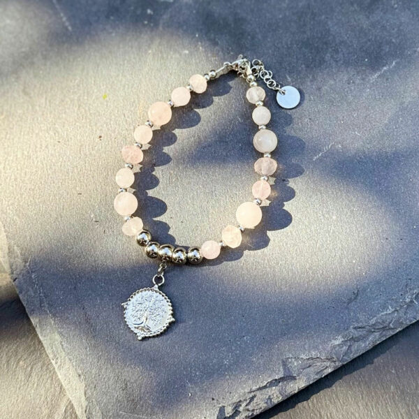 collier en quartz rose pierre naturelle Belle de lune