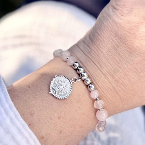 bracelet en quartz rose pierre naturelle Belle de lune